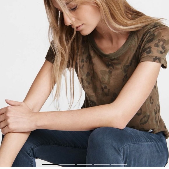 Rag & Bone All Over Cheetah Jersey Tee size M - Sheer - Picture 1 of 9